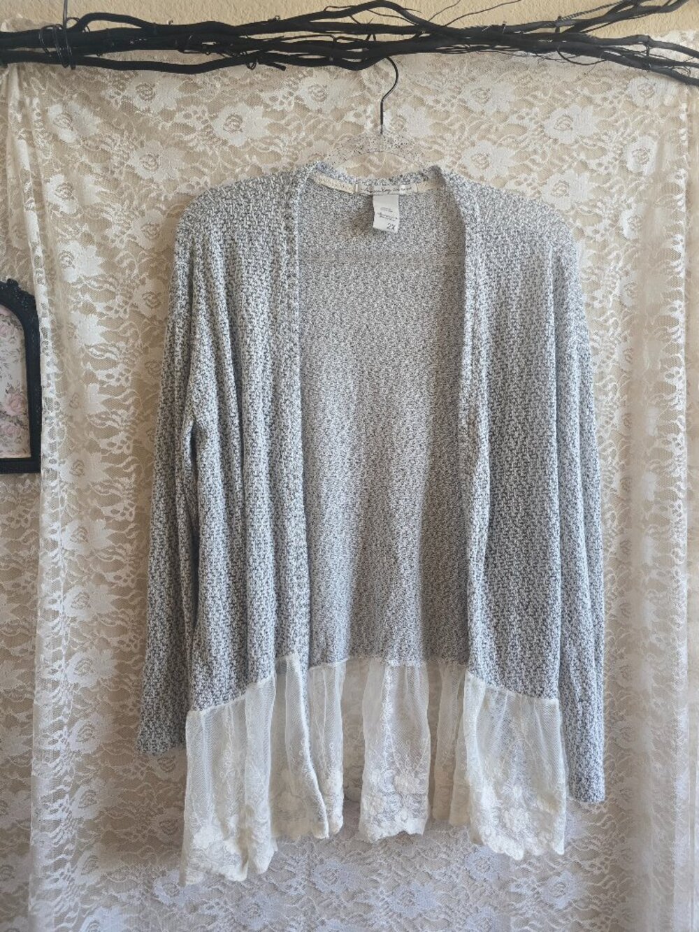 American Rag - Open front cardigan lace bottom - boho - cottagecore - indie